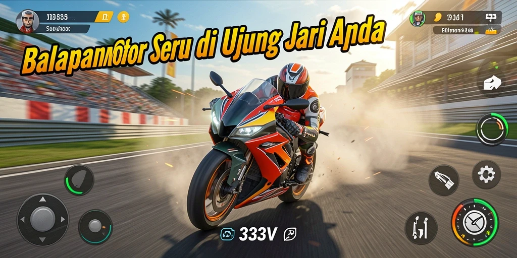 Tampilan gameplay seru dari balapan motor di 333V.