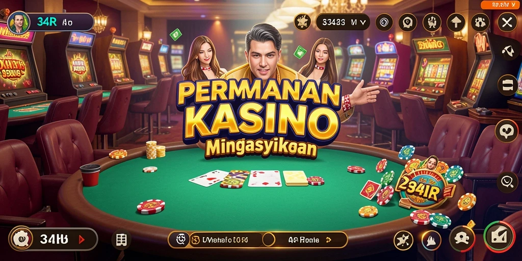 Screenshot 34R menunjukkan gameplay dinamis dalam permainan Kasino.
