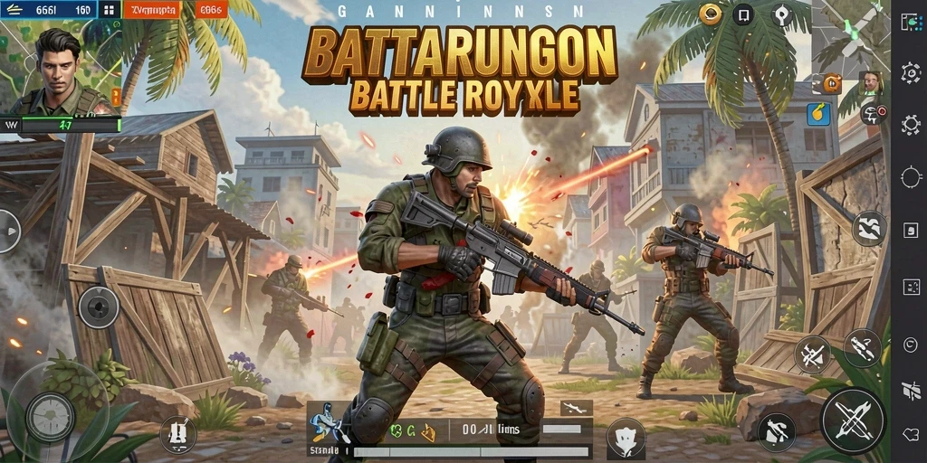 Gameplay seru di dunia pertarungan Battle Royale.