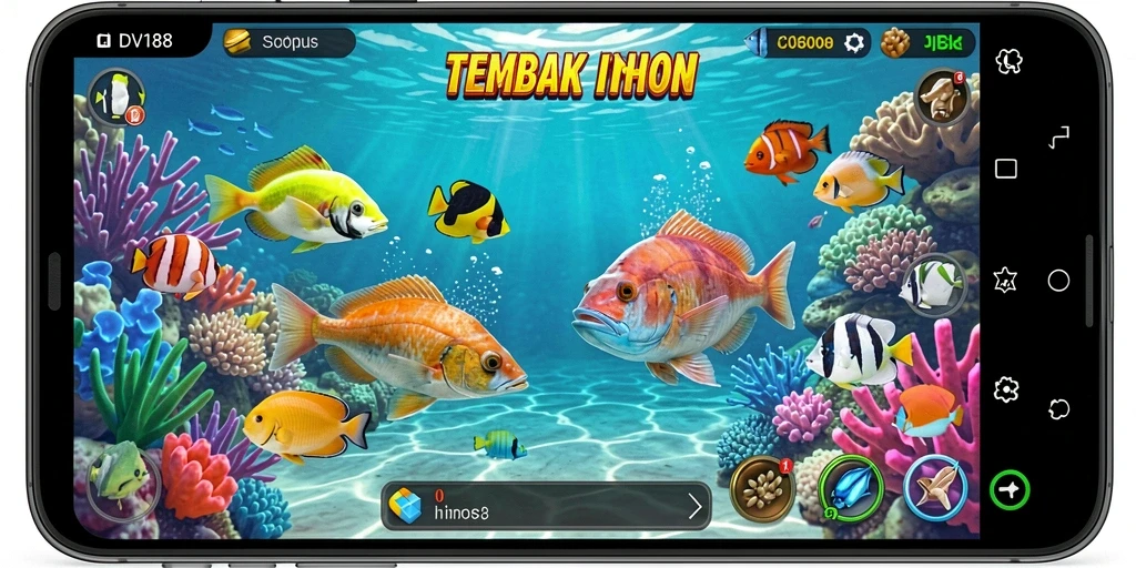 Tampilan menarik dari gameplay Tembak Ikan DV188.