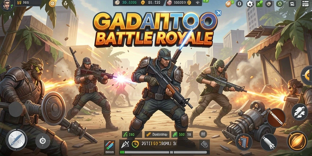 Screenshot aksi epic di GADAITOTO saat pertempuran Battle Royale.