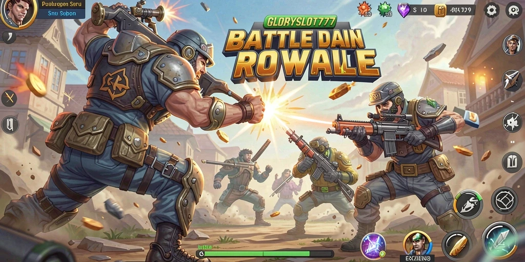 Tampilan menarik dari gameplay GLORYSLOT777 dalam pertempuran Battle Royale.