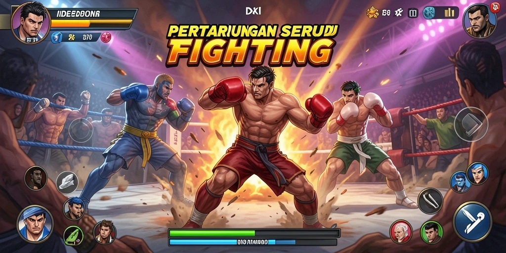 Gameplay seru dengan pertarungan karakter yang menegangkan.