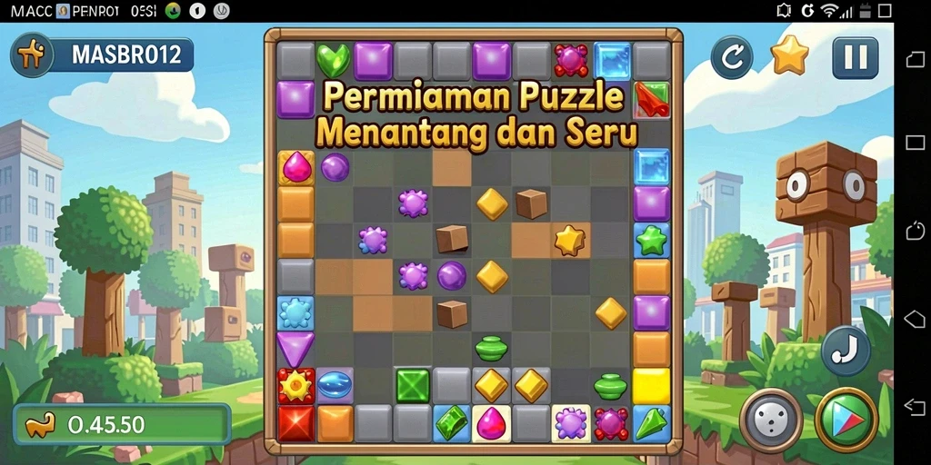 Tampilan gameplay MASBRO12 dengan berbagai level puzzle yang menarik.