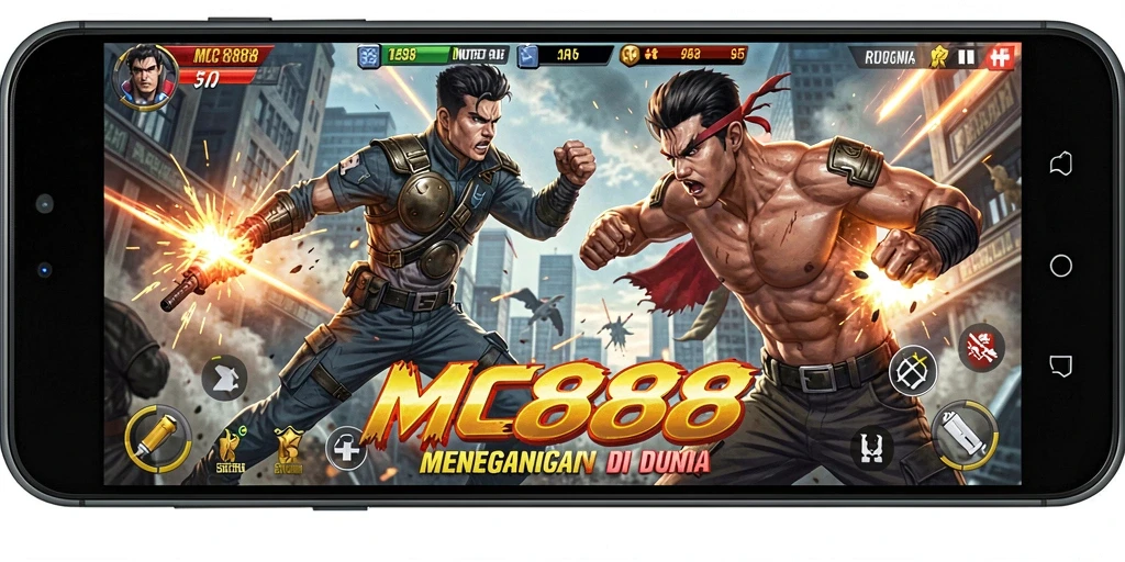 Menampilkan momen seru gameplay action di MC888.
