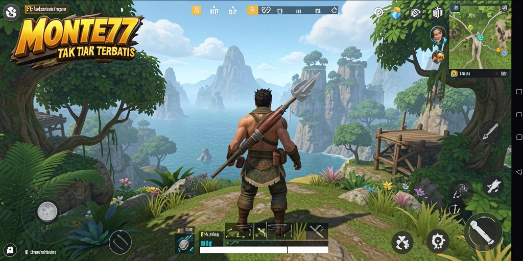 Screenshot gameplay <strong>MONTE77</strong> yang menampilkan eksplorasi dalam dunia terbuka yang luas.