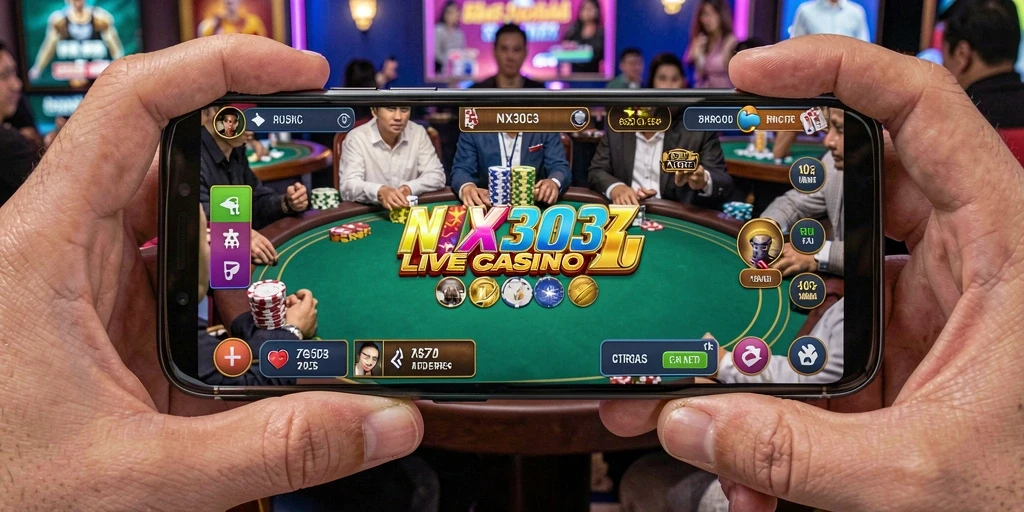 Tampilan gameplay Live Casino NX303 yang menarik dan interaktif.