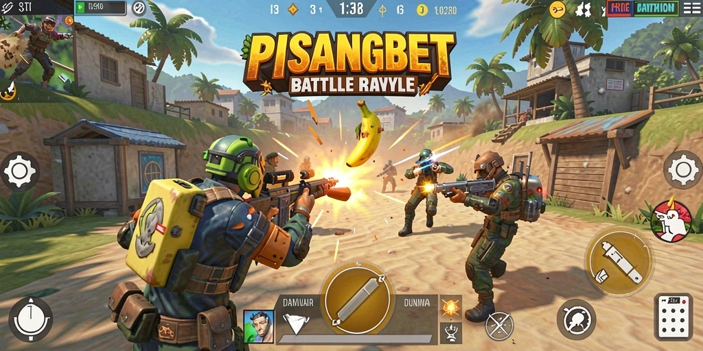 Tampilan gameplay seru di PISANGBET dengan aksi Battle Royale.