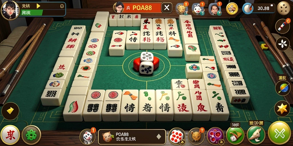Tampilan gameplay seru di POA88 yang penuh tantangan Mahjong.