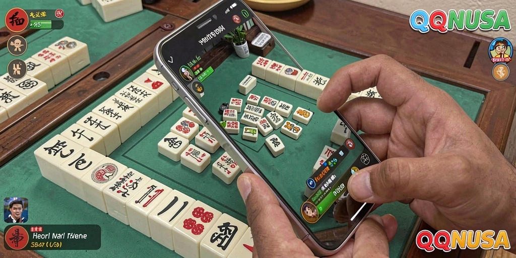 Tampilan utama gameplay Mahjong di QQNUSA yang seru.