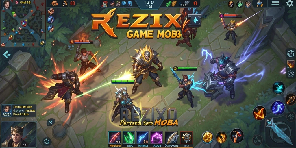 Tampilan gameplay seru di dalam match <strong>REZIXO</strong> MOBA.