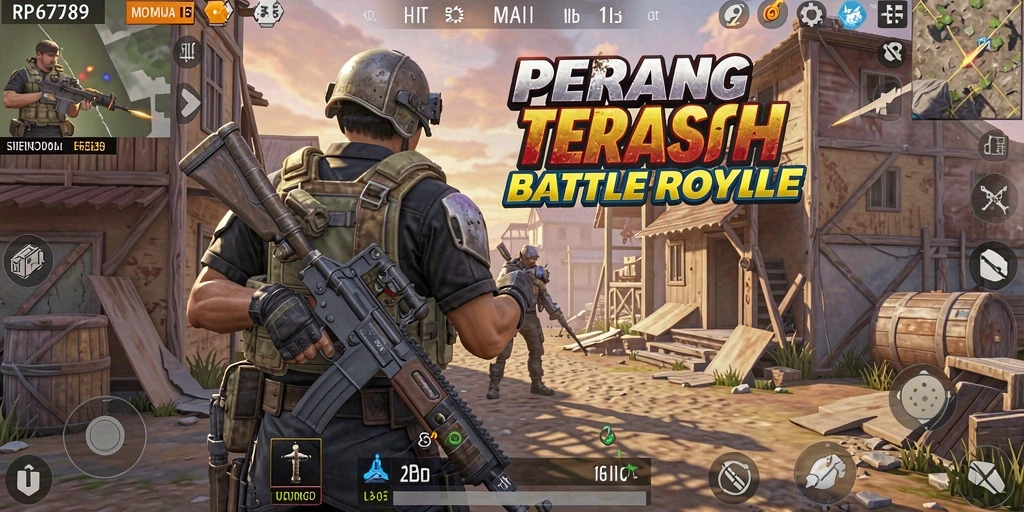 Tampilan seru gameplay RP6789 dengan aksi pertarungan Battle Royale.