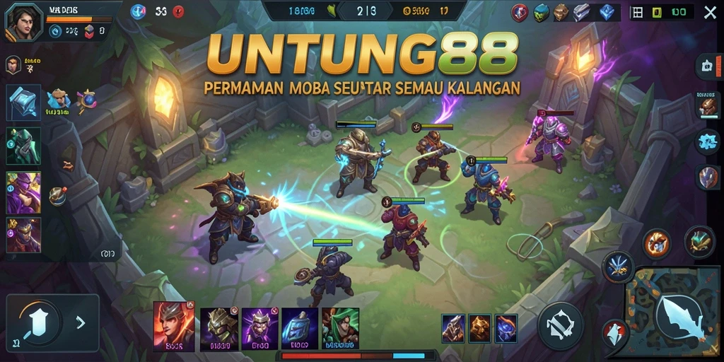 Tangkapan layar gameplay seru di arena MOBA UNTUNG88.